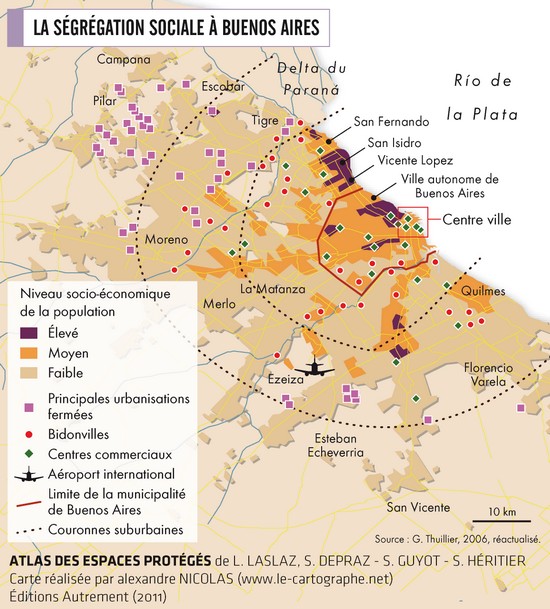 Carte : La ségrégation sociale à Buenos Aires